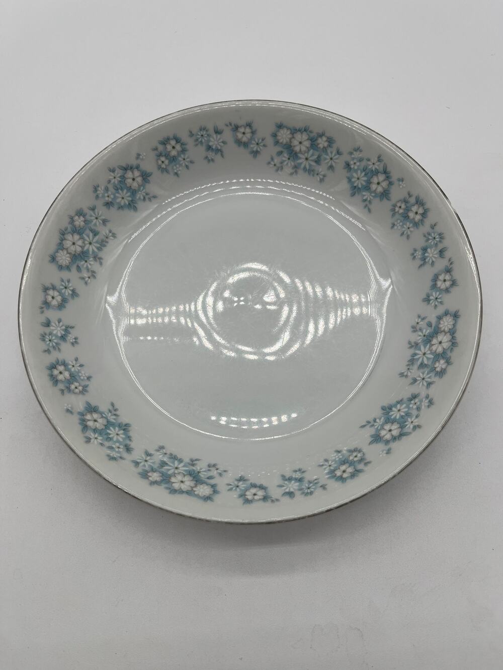 Vintage Montgomery Ward Fine China Damask White Floral Silver Rim Plate - 7.5"